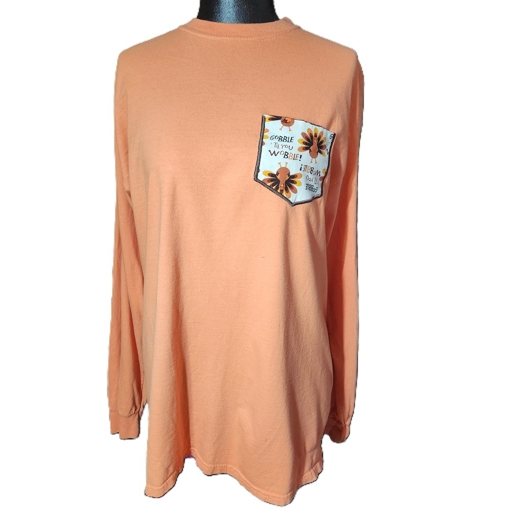 Comfort Colors Orange Graphic Long Sleeve T Shirt Medium